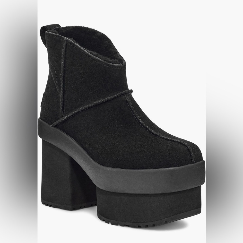 🖤 UGG NEW HEIGHTS PLATFORM MINI BOOT Black size 7.5 New!